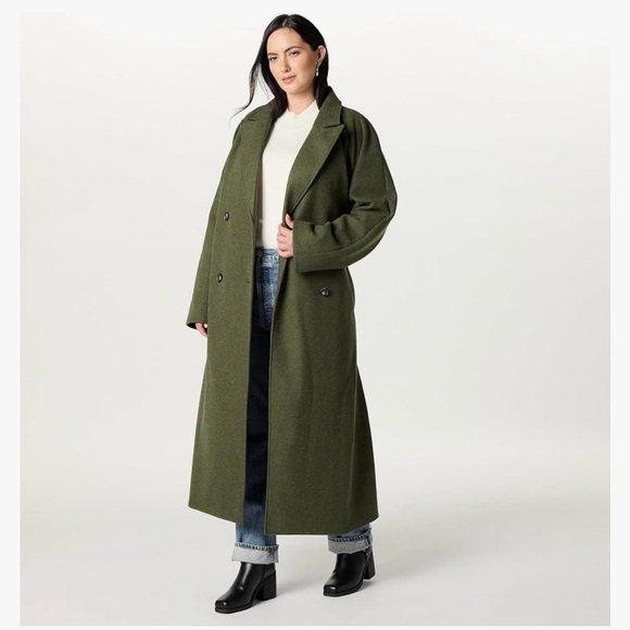 The Drop | Women’s Heather Olive Green Double Breasted Long Overcoat M NWT - Picture 6 of 7